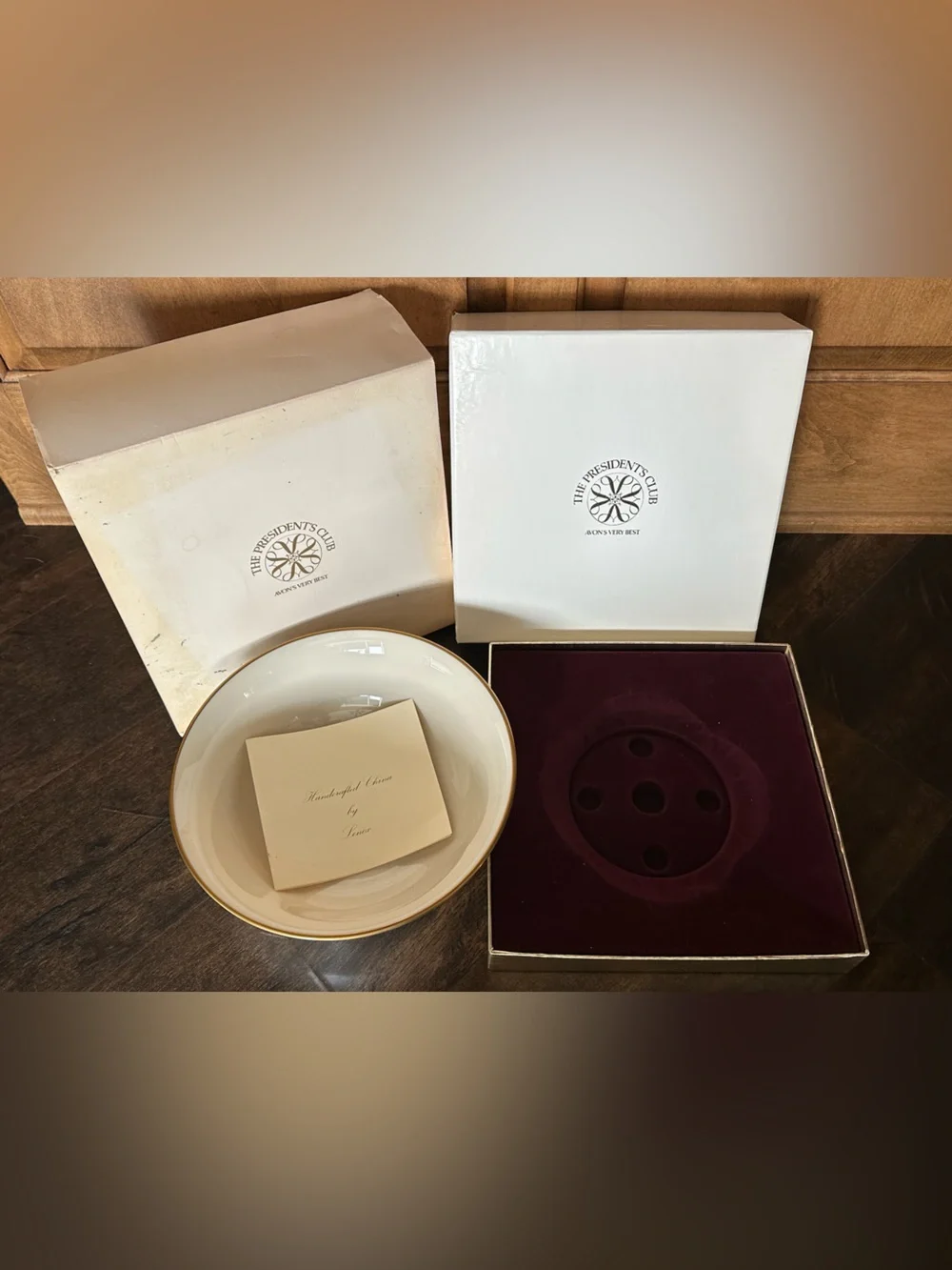 1980 Lenox bowl AVON Presidents Club 24 karat trimmed gold